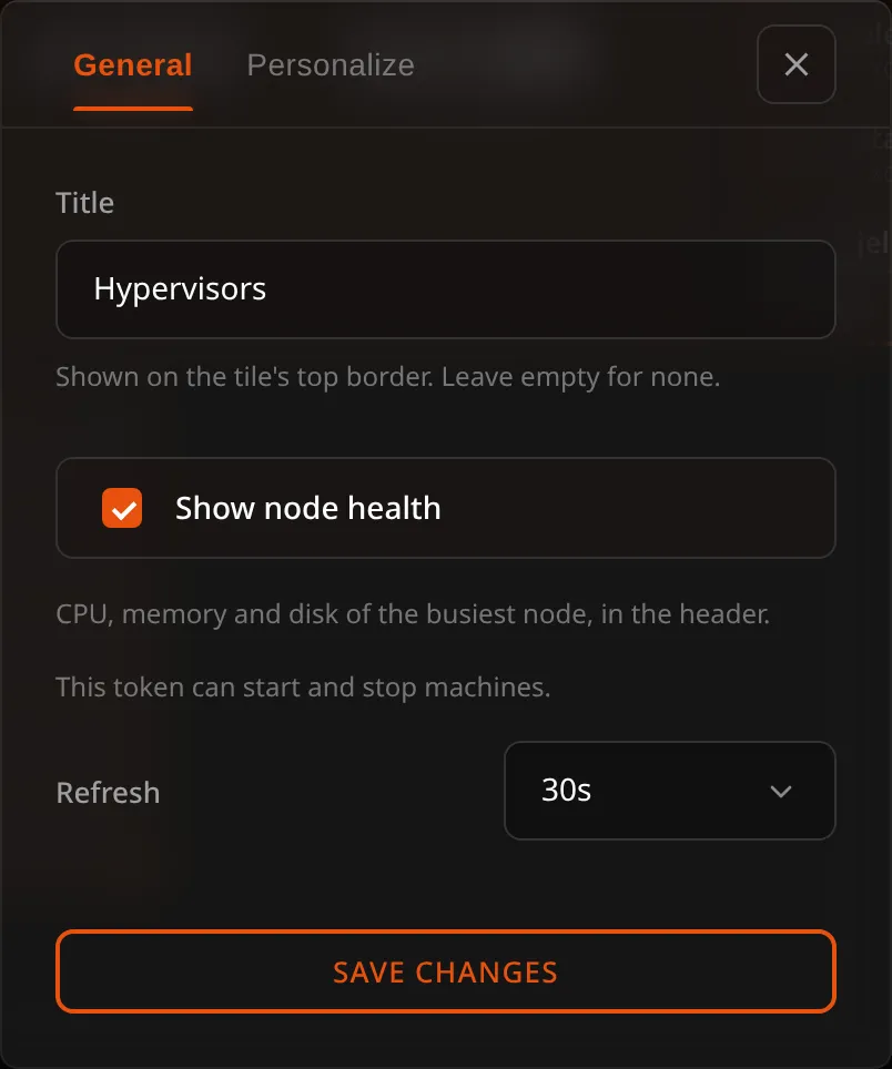 Proxmox widget configuration